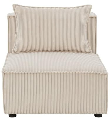 Juskys Mittelsofa Domas - modulares Sofa in Cord Beige - Wohnzimmer Couch mit Kissen - Modulsofa 130 kg belastbar - Sofagarnitur Wohnlandschaft