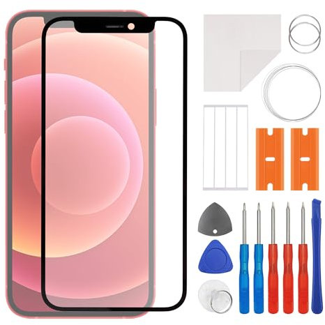 SWARK Front Screen Glass Outer Panel Lens Replacement +OCA Compatible with iphone 12 Mini with Repair Kit