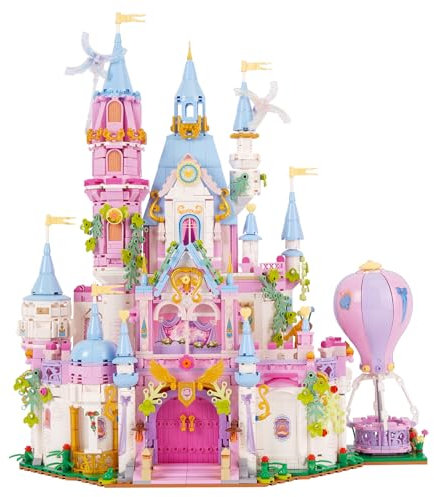 Vinbosion Bausteine Set Mädchen Prinzessin Schloss Bauspielzeug Traumhaus Bausteine Kit Geschenk für Weihnachten Geburtstag Neujahr