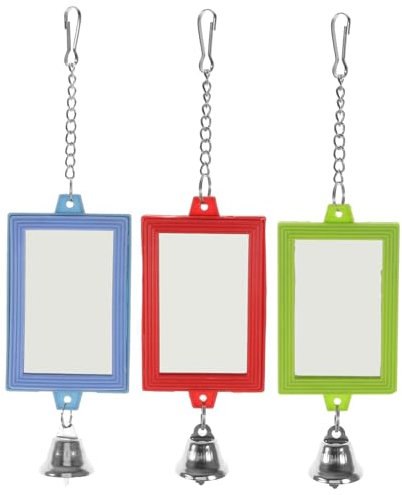 Yardwe Paquete de 3 Juguetes para Periquitos Y Pájaros Espejo de Doble Cara para Loros Divertido Juguete para Loros Accesorios para Jaulas de Pájaros