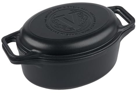 Victoria 6-Quart Cast Iron Oval Dutch Oven, Combination Combo Cooker Pot and Skillet, Bread Baker, Made in Colombia, 2-Piece Set