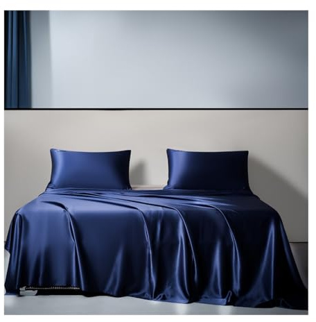 RUZGAR Bettlaken Betttuch Haustuch Laken 19-mm-Seiden ohne Gummizug 170x230cm 230x250cm 250x250cm Luxuriöse Seiden-Kühllaken Superseidene Weiche und Glatte (Color : Blue, Size : 170x230cm)