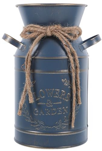 Cabilock Secchiello Per Fiori in Metallo Zincato Decorativo Rustico Vaso Per Composizioni Floreali Da Tavolo Terra