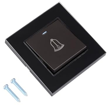 Klingeltaster, Türklingel Schalter Klingelknopf Außen Druckknopf Türklingel Schalter Türklingelschalter mit Schrauben 220~250V Klingeltaster aufputz Außen Home (Schwarz)