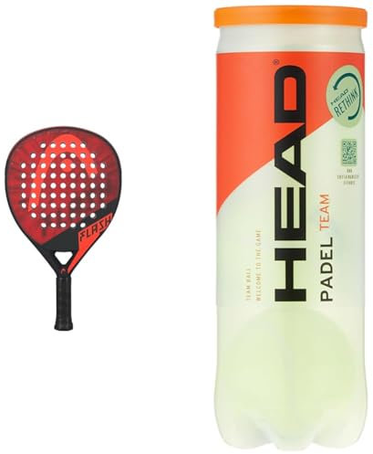 HEAD Flash 2023, Pala De Pádel Unisex Adulto, Red/Black, Talla Única & Tube 3 Padel Balls