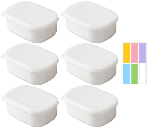 ZBHDEYG Fiambrera de 6 piezas, 1 hoja con 6 etiquetas de clasificación, caja de almacenamiento con tapa, recipiente de plástico, conservas con tapa, recipiente de almacenamiento pequeño, recipiente