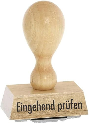 Office-Stempel/Lagertext – Eingehend prüfen - von Kaufhaus2010 Buchenholzstempel – Lagertextstempel zur Kennzeichnung von Rechnungen und anderen Dokumenten 4 cm lang