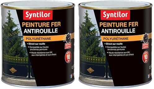 Syntilor - Peinture Fer Ultra Protect Brun Normand Satiné RAL 8014 0,5L (Lot de 2)