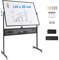 COSTWAY Tableau Blanc Effacable sur Pied 120 x 90 cm, Double Face, Tableau Blanc Roulette, 2 Hauteur Réglables, Cadre en Métal, Panneau Perforé, 12 Aimants, Grand Tableau Blanc Magnetique (Noir)