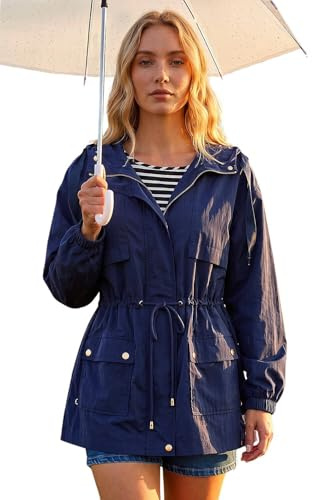 Roman Originals Shower Resistant Rain Jacket for Women UK - Ladies Everyday Autumn Winter Comfy Soft Evening Vacation Work Party Night Out - Navy - Size 14