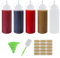 Lot de 5 bouteilles à presser de 16 oz - 500 ml - En plastique - Avec bouchons - Bouteille à sauce pour ketchup - Avec 1 brosse en éponge + 1 entonnoir vert + 15 papiers kraft spécialement formés