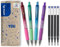 PILOT - Lot de 4 G2 Bubble + 4 Recharges - Stylos Roller Encre gel Rétractables et Rechargeables - Excellent Confort d'Écriture - Corps Violet, Vert, Turqoise, Bordeaux - Encre bleue - Pointe Moyenne