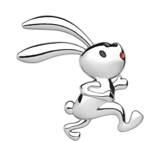 Huvqianu Kaninchen-Autoaufkleber, Auto-Heck-Kofferraum-Aufkleber, Metall-Wohnwagen-Embleme, 6,5 x 6,5 cm, Tierhauben-Aufkleber, niedlicher Kaninchen-LKW-Aufkleber für innen oder außen, galvanisierte