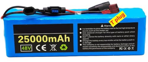 E-Bike Battery 48V 12Ah/14AH /20AH /25AH E-Bike Lithium Battery 48V Electric Bicycle Battery with BMS Protection Board for 200W 350W 500W 750W 800W 1000W Motors T plug,48V 14Ah