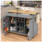 Seyakany Isla de cocina moderna (102x45x92cm), armario de cocina, armario aparador, carrito de comidas con vetas de madera, encimera cocina, mesa de comedor multifuncional, gris