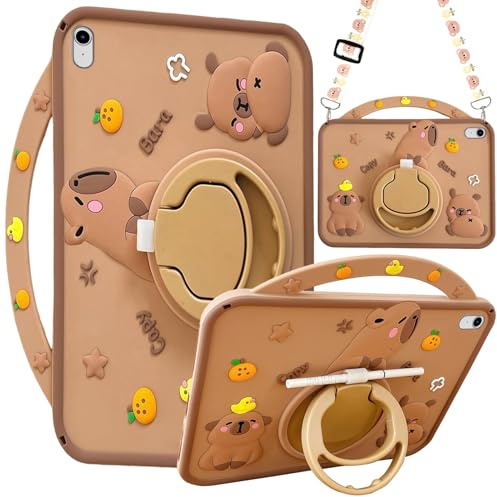 A-BEAUTY Custodia Bambini Compatibile con iPad Mini 7 A17 Pro 8,3 Pollici 2024, iPad Mini 6a Generazione 2021, Antiurto Capybara Cover con Portapenna, Supporto per Maniglia, Tracolla
