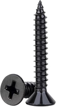 Small Wood Screws, Flat Head Screws for Wood, Carbon Steel Black Screw, M3*30mm 80 PCS and 20 PCS Screw Anchors for Furniture,Woodworking, DIY Model Fixing