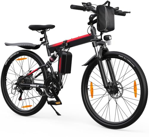 AOIHO E Bike, EBike Herren Damen, E Mountainbike 26 Zoll E-Bike Klapprad mit 48V 374.4 Wh Abnehmbarer Akku, Elektrofahrrad EU-Konformes E Fahrrad 21 Gänge 250W Motor, 5 Fahrmodi, MTB EBike Herren