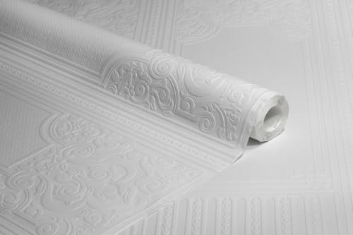 Anaglypta RD06700 Dado Panels Oriental White Textured Paintable Wallpaper