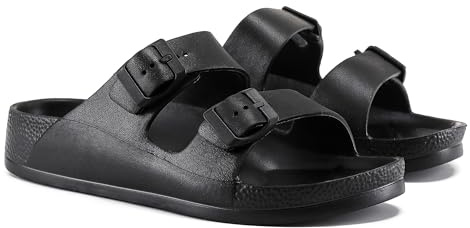 VIVASHOES Women’s Double Buckle EVA Sandals – Lightweight Waterproof Adjustable Slides with Arch Support for Summer, Beach, Pool & Daily Wear – True to Size Good for Wide Fit
