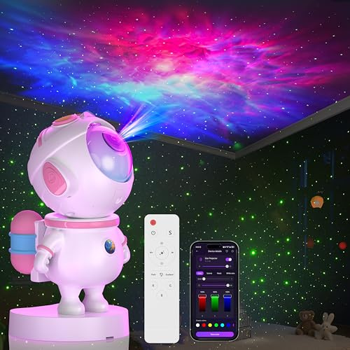 Astronaut Galaxy Projector,Space Star Projector,Galaxy Night Light with Remote and App Control 360°Adjustable,Ceiling Projector for Kids Bedroom,Christmas,Birthdays,Valentine's Day (White and Pink)