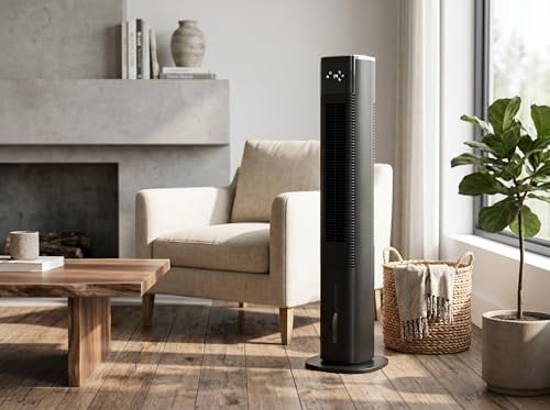 Air Pro Air Cooler 3-in-1 Tower Fan 42”, 6L Capacity, Remote Control, Portable Evaporative Air Cooling, 12-Hour Timer 3 Speeds, Oscillating Cooling Fan Air Conditioning with Ice Packs for Home Office