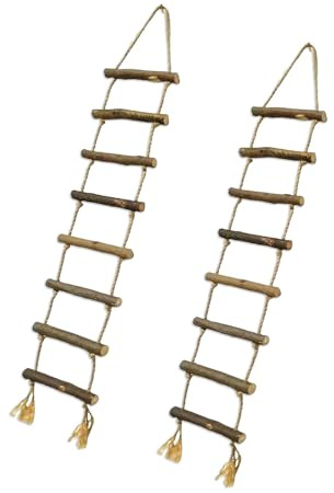 YPBEW 2 scalette in legno con spago per decorazione natalizia per la casa, libreria, interni ed esterni, scala espositiva