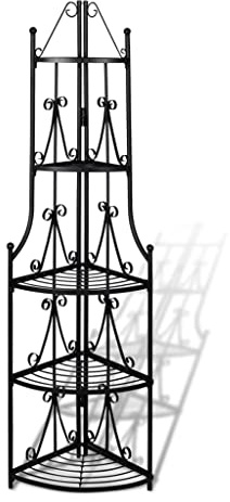 Ziaphsol Pflanzentreppe Blumenregal Standregal Eckregal schwarz, 5 Fächer, 160 cm, Stahlrohr mit Pulverbeschichtung, für Balkon Terrasse Garten Wohnzimmer Wintergarten und ordentliche Präsentation