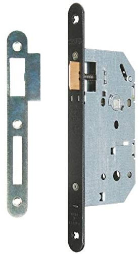 THIRARD - Serrure Encastrable Unimax CE NF QC pour Porte Intérieure - Axe 50 mm - Bouts Ronds - Têtière Noire - Coffre Acier Embouti Galvanisé - Carré 7 mm - Gâche Plate Acier Zingué