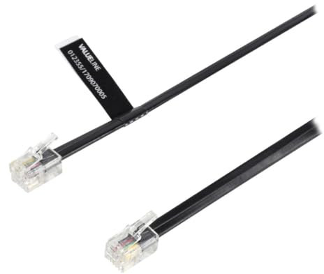 Valueline Telecom Cable RJ10 4P4 C) Male – RJ10 4P4 C) Male FLAT 1.00 m Black [vltp9 0101b10]