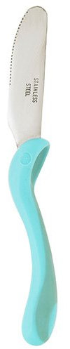 Homecraft Junior Caring Cutlery, Knife, Ivory Handle, Stainless Steel Eating Utensil for Toddlers and Young Children, Arthritis Aids, Restricted Movement, Aqua