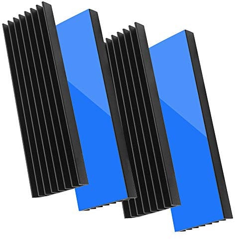 Dissipateur Thermique en Aluminium 4pcs Heatsinks avec Pad Adhésive Thermique pour Ordinateur, M.2 SSD, Mémoire PC, 70mm x 22mm x 6mm, Noir