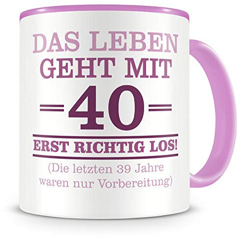 Samunshi® Tasse mit Spruch witzige Geschenke zum 40 Geburtstag Mann Frau Oma Opa Geburtstag Geschenkideen zum 40 Geburtstag rosa