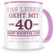 Samunshi® Tasse mit Spruch witzige Geschenke zum 40 Geburtstag Mann Frau Oma Opa Geburtstag Geschenkideen zum 40 Geburtstag rosa