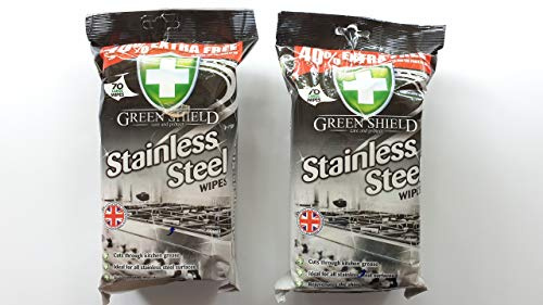 Green Shield Stainless Steel Wipes (Pack of 2, Total 140)