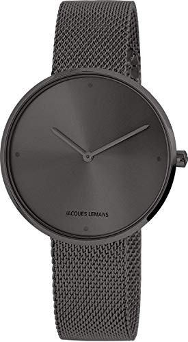 JACQUES LEMANS Damenuhr Design Collection Edelstahlband massiv Edelstahl IP-Grey 1-2056K