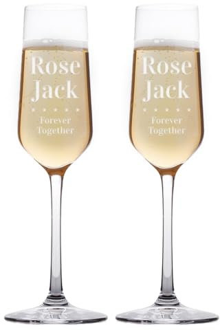 CADEAUX.COM - Lot de 2 Flûtes à Champagne Personnalisables - Couple - Cadeau de Mariage, Saint-Valentin et Noël