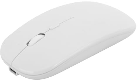 ASHATA Computer kabellose Maus, Bluetooth + 2.4G Dual Mode Ergonomische kabellose Maus mit automatischem Schlafmodus für 98/Me/2000/XP/Vista/Win 7/Win8(Weiß)