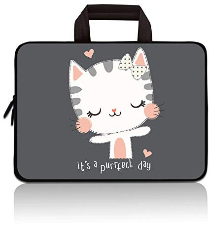 11 11.6 12 12.1 12.5 inch Laptop Carrying Bag Chromebook Case Notebook Ultrabook Bag Tablet Cover Neoprene Sleeve Fit Apple MacBook Air Samsung Acer HP DELL Lenovo Asus(Cute Kitty)
