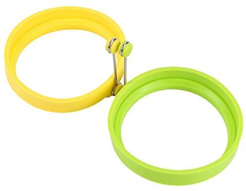 Belmalia 2x Silikon Spiegeleiform, Pfannkuchen-Form, Bratring, Eierform Gelb + Grün