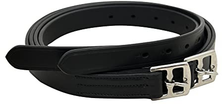 SIE EQUESTRIAN 114,3 cm, 121,9 cm, 137,2 cm, 142,2 cm, 152,4 cm, englisches Steigbügel-Leder, für Kinder und Erwachsene (schwarz, 114,3 cm).