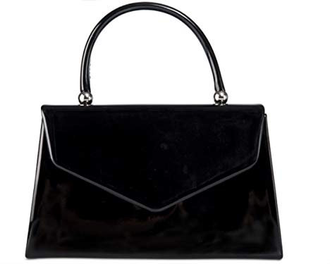 LeahWard Women's Patent Clutch Top Handle Bag Wedding Evening Purse Gift K88 (Black)