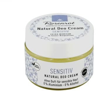 Rosenrot Naturkosmetik - Deo Creme - Sensitiv - Ohne Duft für sensible Haut - 0% Aluminium - 0% Alkohol - VEGAN