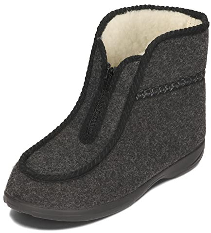 BAWAL Zapatillas de Casa para Mujer Hombre Fieltro Lana Pantuflas Unisex Muy Calentitas 36-46 EU (Gris/negro, 40)
