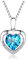 VICKWOOD Halskette Damen Silber 925 Herzkette mit Anhänger Zirkonia Echte Silberschmuck Geschenkideen für Frauen (hell blau)