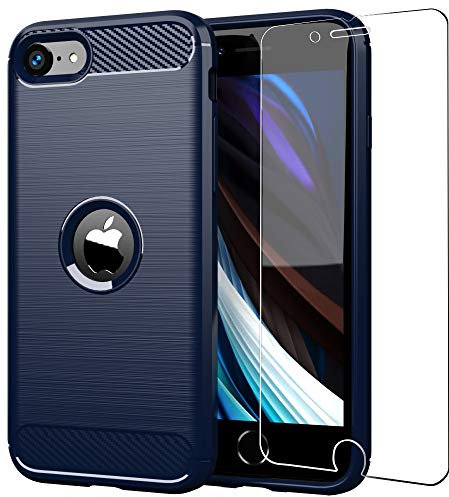 Folmeikat iPhone SE 2020,iPhone 8,iPhone 7 Phone Case, With Screen Protector Shockproof Crystal Clear Hard Bumper Slim Protective Phone for iPhone SE 3 2022 Case 4.7 (iphone 8 Blue)