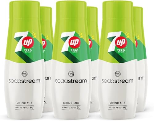 SodaStream 7UP Free Fizzy Water Flavouring Syrup, Sugar Free Soda Syrup, Zero Sugar Lemon and Lime Flavour, 6 x 440ml Multipack, Home Soda, Flavoured Sparkling Water, Drink Mix, Makes Approx 54L