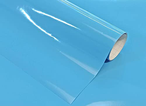 Vinilo Adhesivo Azul Claro Brillo 60x300 cm Para Muebles Cocina Paredes Ventanas Manualidades Papel Adhesivo Decorativo (60x300 cm, Azul Claro)