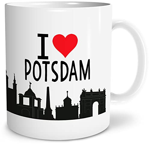 OWLBOOK® I love Potsdam Tasse mit Spruch Geschenke Geschenkideen als Erinnerung oder Mitbringsel von einer Reise für Männer und Frauen zum Geburtstag Keramik 300 ml