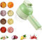 ZLYJ 4 In 1 Mini Wireless Vegetable Chopper, Handheld Electric Slicer Vegetable Cutter Set, Food Processor with Brush Peeler for Garlic Pepper Chili Onion Celery Ginger Meat Green